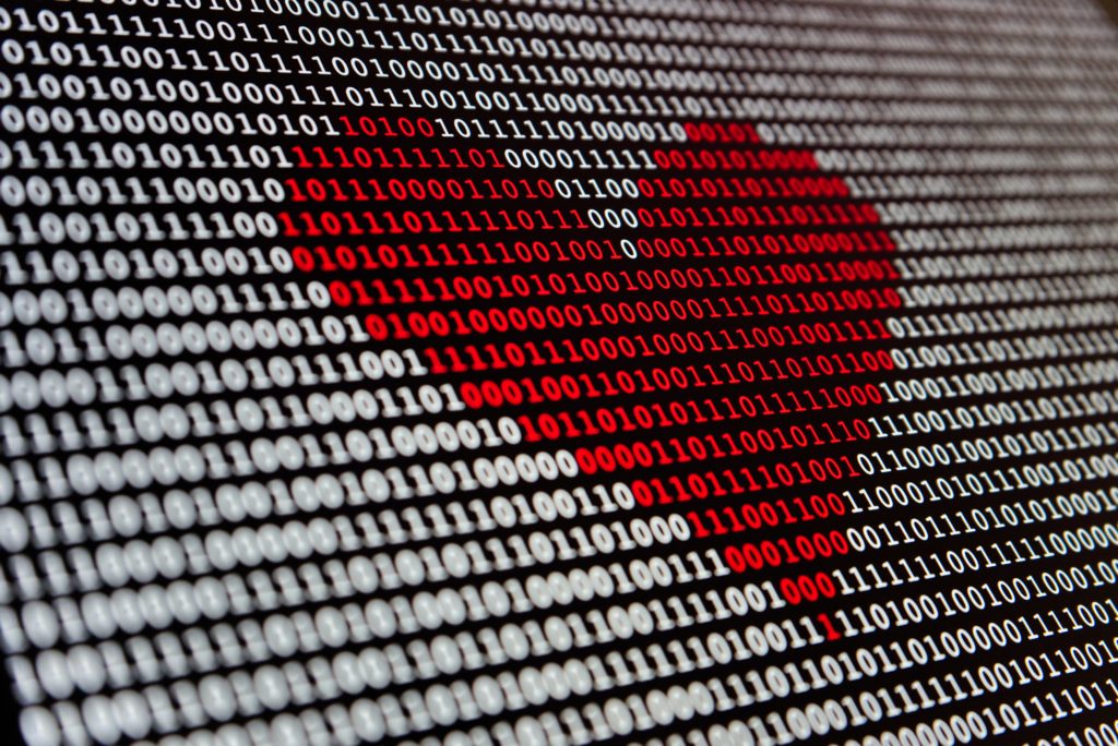 binary data heart shape